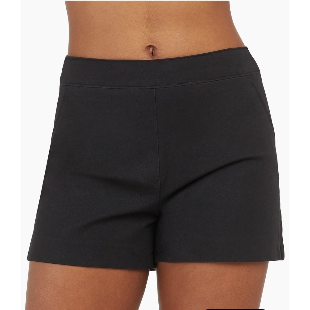 Spanx Polished Stretch Cotton Shorts Womens Large Navy Blue Excellent 20368R